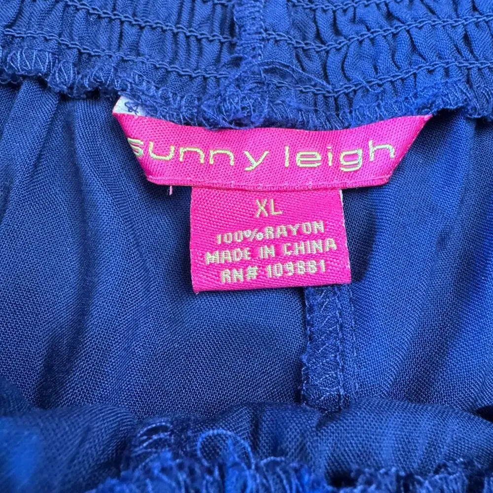 St. Tropez West Floral Tie Front Blouse and Navy Sunny Leigh Palazzo Pants XL